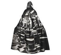 Yyoretp Mantello unisex per adulti, stile monocromatico, con cappuccio, per Halloween, morte, vampiro, cosplay