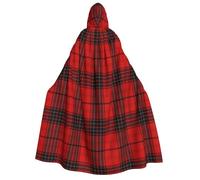 Yyoretp Mantello unisex rosso e nero con stampa scozzese per adulti con cappuccio mantelli per Halloween cosplay morte vampiro costumi