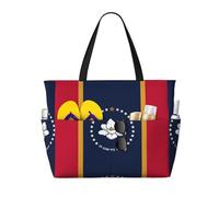 Yyoretp Mississippi State Flag Print Large Beach Bag Donna Impermeabile Pieghevole Cerniera Totes Bag per Vacanze Viaggi.