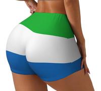 Yyoretp Pantaloncini da allenamento da donna con stampa della bandiera della Sierra Leone Scrunch palestra corsa yoga controllo pancia pantaloncini, Nero , XL