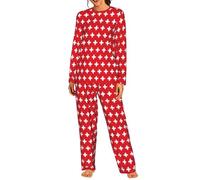 Yyoretp Pigiama da donna con stampa bandiera svizzera, in cotone, a maniche lunghe, set da 2 pezzi con tasca