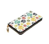 Yyoretp Portafoglio con cerniera in pelle di alta qualità con stampa di zampa di cane colorato per donne e uomini con copertina per libretto degli assegni blocco RFID