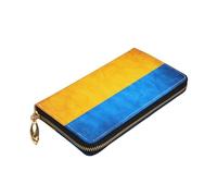 Yyoretp Portafoglio con stampa bandiera ucraina in pelle di alta qualità con cerniera per donne e uomini con copertina per libretto degli assegni blocco RFID