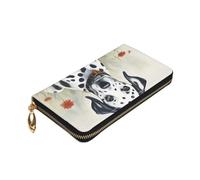 Yyoretp Portafoglio con stampa dalmata in pelle di alta qualità con cerniera intorno per donne e uomini con copertina per libretto degli assegni blocco RFID