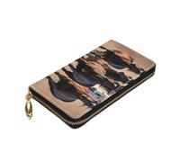 Yyoretp Portafoglio in pelle di alta qualità con stampa di cavalli che corrono, per donne e uomini, con copertina per libretto degli assegni con blocco RFID