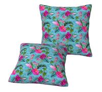 Yyoretp Set di 2 federe decorative quadrate per cuscini da divano, letto e divano, motivo: Hello Hawaii
