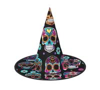Yyoretp Sugar Skull Stampa Halloween Costume Strega Cappello Adulti Carnevale Cosplay partito Costume Accessori