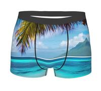 Yyoretp Tahiti - Boxer da uomo con stampa sulla spiaggia, elasticizzati, in microfibra, da indossare tutti i giorni, Nero , XXL