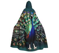 Yyoretp Unisex Bella stampa pavone adulto con cappuccio mantello accappatoi mantelli per Halloween cosplay morte vampiro costumi
