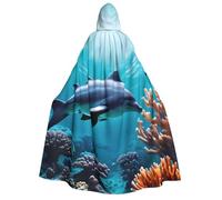 Yyoretp Unisex Bella Underwater World Dolphins Coral Print adulto mantello con cappuccio accappatoi mantelli per Halloween cosplay morte vampiro costumi