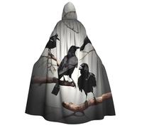 Yyoretp Unisex Black Crow Birds su un ramo Stampa adulto mantello con cappuccio accappatoi mantelli per Halloween cosplay morte vampiro costumi