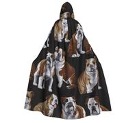 Yyoretp Unisex Bulldogs inglesi Stampa adulto mantello con cappuccio accappatoi mantelli per Halloween cosplay morte vampiro costumi