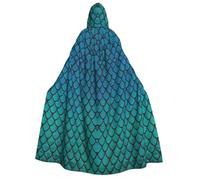 Yyoretp Unisex scala di pesce blu Stampa adulto con cappuccio mantello accappatoi mantelli per Halloween cosplay morte vampiro costumi