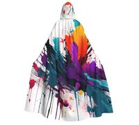 Yyoretp Unisex vernice splatter Stampa adulto con cappuccio mantello accappatoi mantelli per Halloween cosplay morte vampiro costumi