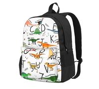 Yyoretp Zaino casual alla moda con lettere dell'alfabeto con dinosauri, per donne e uomini, grande capacità, da viaggio, lavoro, computer