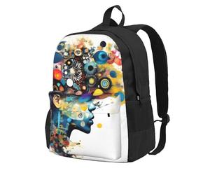 Yyoretp Zaino casual con stampa di cervello con intelligenza artificiale, per donne e uomini, grande capacità, da viaggio, lavoro, computer