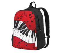 Yyoretp Zaino casual con stampa di note musicali e pianoforte, per donne e uomini, grande capacità, da viaggio, lavoro, computer