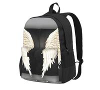 Yyoretp Zaino casual con stampa di piume d'angelo, per donne e uomini, grande capacità da viaggio per lavoro e computer