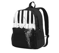 Yyoretp Zaino casual con stampa pianoforte, per donne e uomini, grande capacità, da viaggio, lavoro, computer