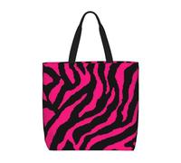 Yyoretp Zebra, tigre, leopardo, stampa rosa, grande capacità, borsa a tracolla con cerniera, borsa a tracolla riutilizzabile per lo shopping