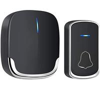 YYQ Campanelli Wireless Impermeabile, Campanello Senza Fili da Esterno e Interno, Raggio d'Azione di 300M, 58 Suonerie 5 Livelli di Volume per Casa, Negozio (1 Trasmettitore + 1 Ricevitori) (Nero)