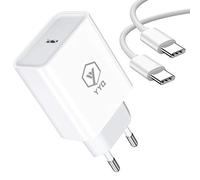 YYQ Caricabatterie USB Type C 20W con Cavo C a C 2 Metri Caricatore PD Power Delivery 3.0 Quick Charge Ricarica Rapida per iPad Pro 3 °/4 ° Gen Samsung Galaxy S21 S20 S10 Huawei P40 P20