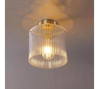 YYQBYY Plafoniera da incasso a soffitto in ottone antico da 7,8" con vetro trasparente a coste, cilindrica for interni, piccola cucina, vicino alla lampada da soffitto for corridoio, portico, ingresso