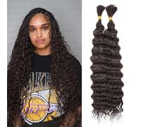YYQXZG 120g Deep Wave Ombre Braiding Hair No Weft Water Wave Hair Curly Bulk Deep Wave Crochet Braiding Hair Extentions 2 Bundles for Boho Braids (4#, 20inch)
