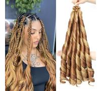 YYQXZG 24 Inch French Curly Braiding Hair for Box Braids,150g/Pack,Soft Loose Wave Braiding Hair Prestretched Synthetic French Curly Hair Extensions for Women (P30/27, 6pack)