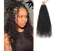 YYQXZG Boho Faux Locs Crochet Hair 16 Inch Pre-looped Braids Goddess Soft Locs Crochet Hair with Curly Ends Easy Install Boho Chic Hair Extensions for Black Women (8Packs,4#)