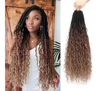 YYQXZG Boho Faux Locs Crochet Hair 24 Inch Pre-looped Braids Goddess Soft Locs Crochet Hair with Curly Ends Easy Install Boho Chic Hair Extensions for Women (8Packs,1B/30/27, 24inch)