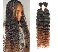 YYQXZG Deep Wave Bulk Hair for braiding 20 Inch Ocean Wave Hair No Weft Synthetic Curly Braiding Hair Extensionss for Boho Braids (2bundles,120g,1B/30#)