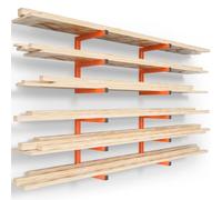 YYR Organizer in legno e scaffale per legname, montaggio a parete, resistente mensola in metallo con 6 livelli, può contenere fino a 544 kg, uso interno ed esterno, arancione