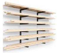 YYR Organizer in legno e scaffale per legname, montaggio a parete, resistente mensola in metallo con 6 livelli, può contenere fino a 544 kg, uso interno ed esterno, nero