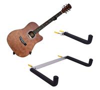 YYST Supporto da parete per chitarra, inclinabile, per chitarre elettriche e sottili, ukulele, basso, banjo ad angolo inclinato lateralmente (gancio orizzontale/laterale) (senza strumento)