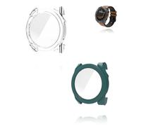 Yystao - Cover rigida per Garmin fēnix 8 GPS 51 mm, con pellicola protettiva in vetro 9H, protezione completa e uniforme, colore: Verde trasparente