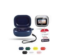 yystao Custodia per auricolari JBL LIVE BUDS 4/Beam 4/Flex 4, custodia in silicone morbido con cordino e 2 pellicole protettive in TPU, antiurto, antigraffio, blu