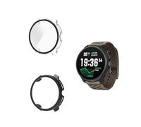 Yystao - Custodia protettiva per smartwatch Suunto Race 2, con pellicola protettiva in vetro 9H, copertura completa uniforme, trasparente e nero
