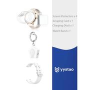 yystao Set di accessori per OPPO Watch X3 Mini | 4 pellicole protettive in idrogel HD | 1 stazione di ricarica USB-C | 1 cinturino in silicone da 18 mm con motivo a rombi bianco