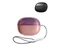 yystao Shokz OpenDots 2 - Custodia protettiva trasparente in TPU per auricolari, antiurto e antigraffio, con cinturino antismarrimento, rosa e viola