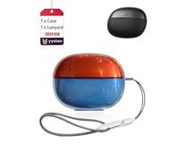 yystao Shokz OpenDots 2 Earbuds, custodia protettiva trasparente in TPU per auricolari, antiurto e antigraffio, con cinturino antismarrimento, rosso e blu
