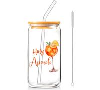 YYSWSAKY Aperol Spritz Bicchieri in vetro con coperchio, cannuccia Aperol Spritz accessori, regalo per donna Aperol Spritz
