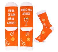 YYSWSAKY Calzini Aperol Regalo Aperol Divertenti calzini arancioni Wenn Du Das Lesen Kannst Bring Mir Aperol Calzini 36-42 in cotone per donna Uomo Calzini sportivi Divertenti calzini colorati Regalo