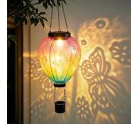 YYSWSAKY Mongolfiera solare a energia solare, lanterna colorata con effetto fiamma, lampade solari da appendere per esterni, a LED, decorazione per esterni, giardino, festività