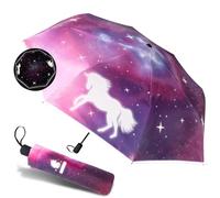 YYSWSAKY Ombrello riflettente, per bambini con riflettori di sicurezza a 360° e motivo cielo stellato, antivento e antipioggia, ultraleggero per bambini per ragazze e ragazzi, Lilla