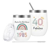 YYSWSAKY Regali per il 40° compleanno per le donne, bicchiere da vino in acciaio inossidabile per il compleanno del 1985, regalo di compleanno per donna di 40 anni, regalo migliore per madre, sorella