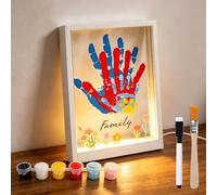 YYSWSAKY Set di impronte di mani e famiglia con spazio per 4 cornici in legno a LED per fai da te, set di impronte di mani e piedi per coppie neonati, regali personalizzati per la festa del papà e
