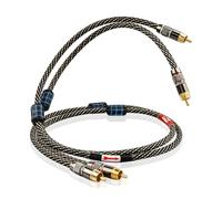 YYTCG Audiophile - Cavo audio HiFi da 2RCA maschio a 2RCA maschio, nucleo OFC 4N, connettori placcati oro 24K, con treccia in nylon, coassiale, compatibile con amplificatore, lettore CD, giradischi