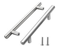 YYTECH 10 Pezzi Maniglie per Mobili da Cucina, Maniglia della Porta del Cassetto dell'Armadio T-Maniglie per Mobili in Acciaio Inossidabile per Cassetto Armadio Porta Distanza dei Fori 150mm (Argento)