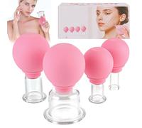 YYTECH Coppette con sfera di aspirazione in silicone, 4 pezzi, set di coppettazioni per il viso, massaggio sottovuoto, coppettazione, disintossicazione contro tensioni, rughe e cellulite, per ogni